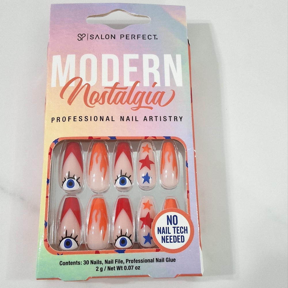 Salon Perfect Modern Nostalgia Evil Eye Nails, Long Coffin